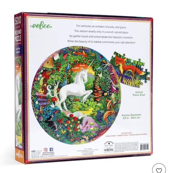 EEBOO Always Good "Puzzle in Unicorn Garden 500 pieces" NWOT - Picture 5 of 5